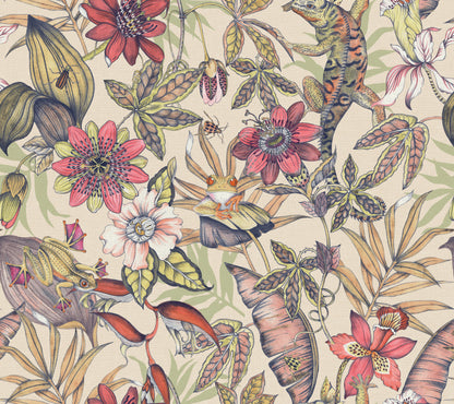 York Wallcoverings Blooms Rainforest Cream Wallpaper  Animals Beiges  Wallpaper - BL1704