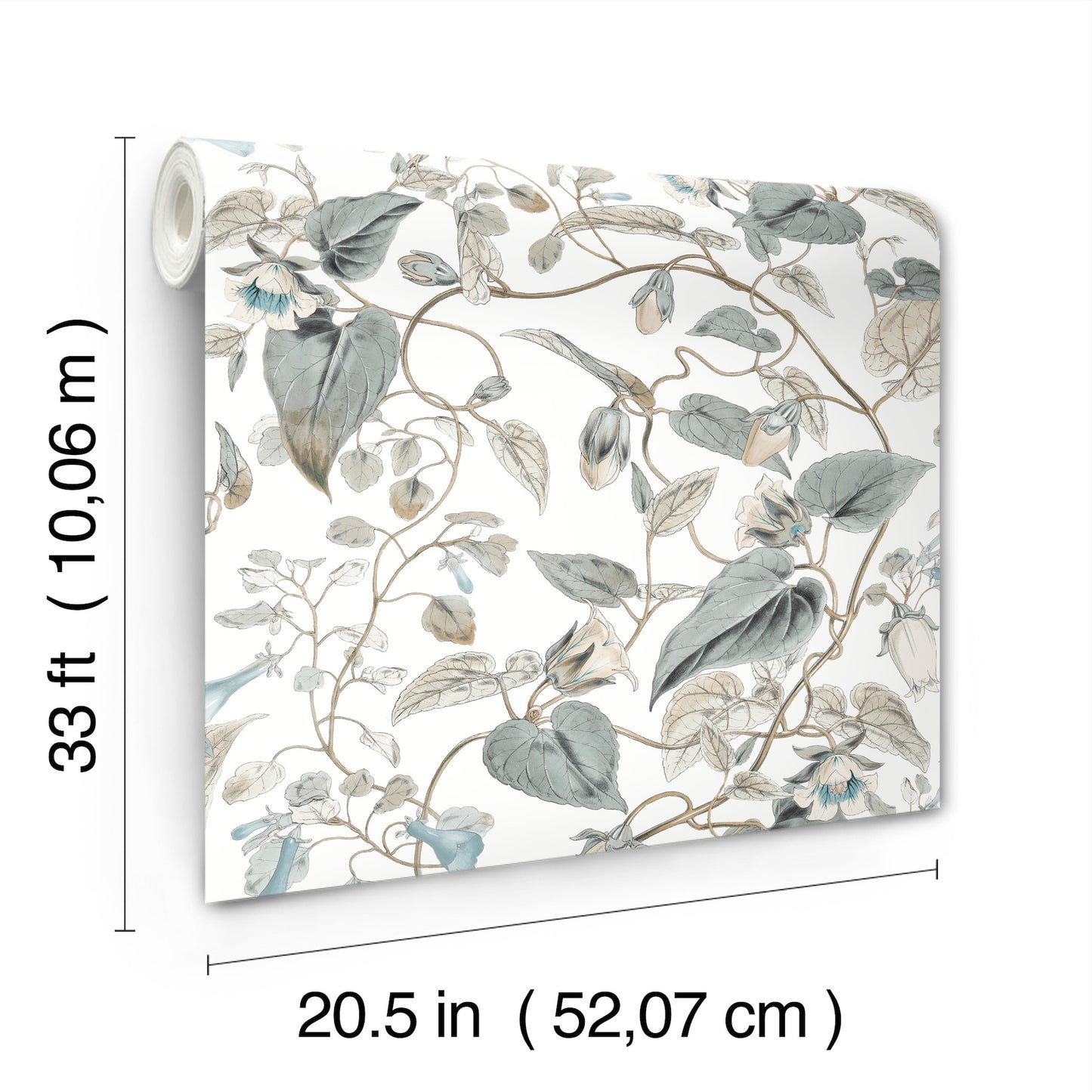 York Wallcoverings Blooms Moon Flower White and Blue Wallpaper  Florals and Flowers Whites and Off-Whites  Wallpaper - BL1715