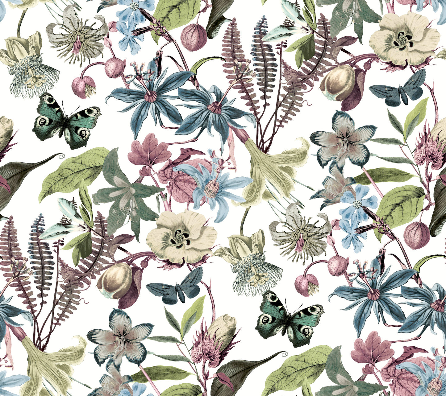 York Wallcoverings Blooms Butterfly House White and Fuchsia Wallpaper  Animals Whites and Off-Whites  Wallpaper - BL1721