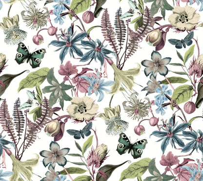 York Wallcoverings Blooms Butterfly House White and Fuchsia Wallpaper  Animals Whites and Off-Whites  Wallpaper - BL1721