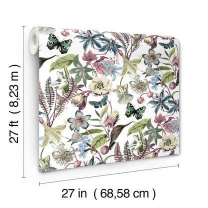 York Wallcoverings Blooms Butterfly House White and Fuchsia Wallpaper  Animals Whites and Off-Whites  Wallpaper - BL1721