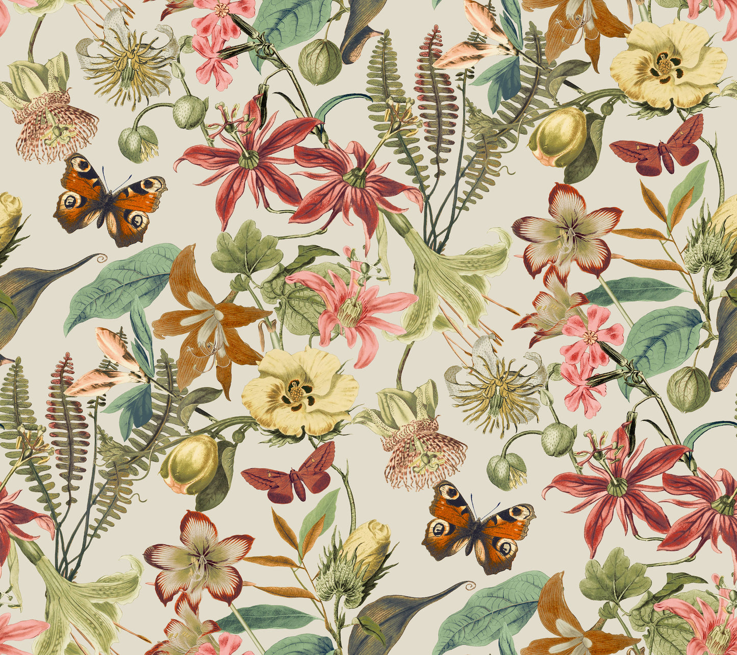 York Wallcoverings Blooms Butterfly House Light Taupe and Coral Wallpaper  Animals Greens  Wallpaper - BL1724
