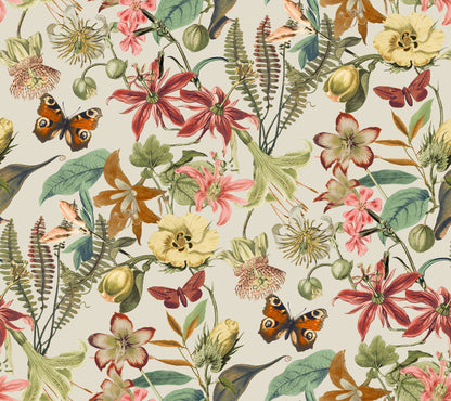 York Wallcoverings Blooms Butterfly House Light Taupe and Coral Wallpaper  Animals Greens  Wallpaper - BL1724