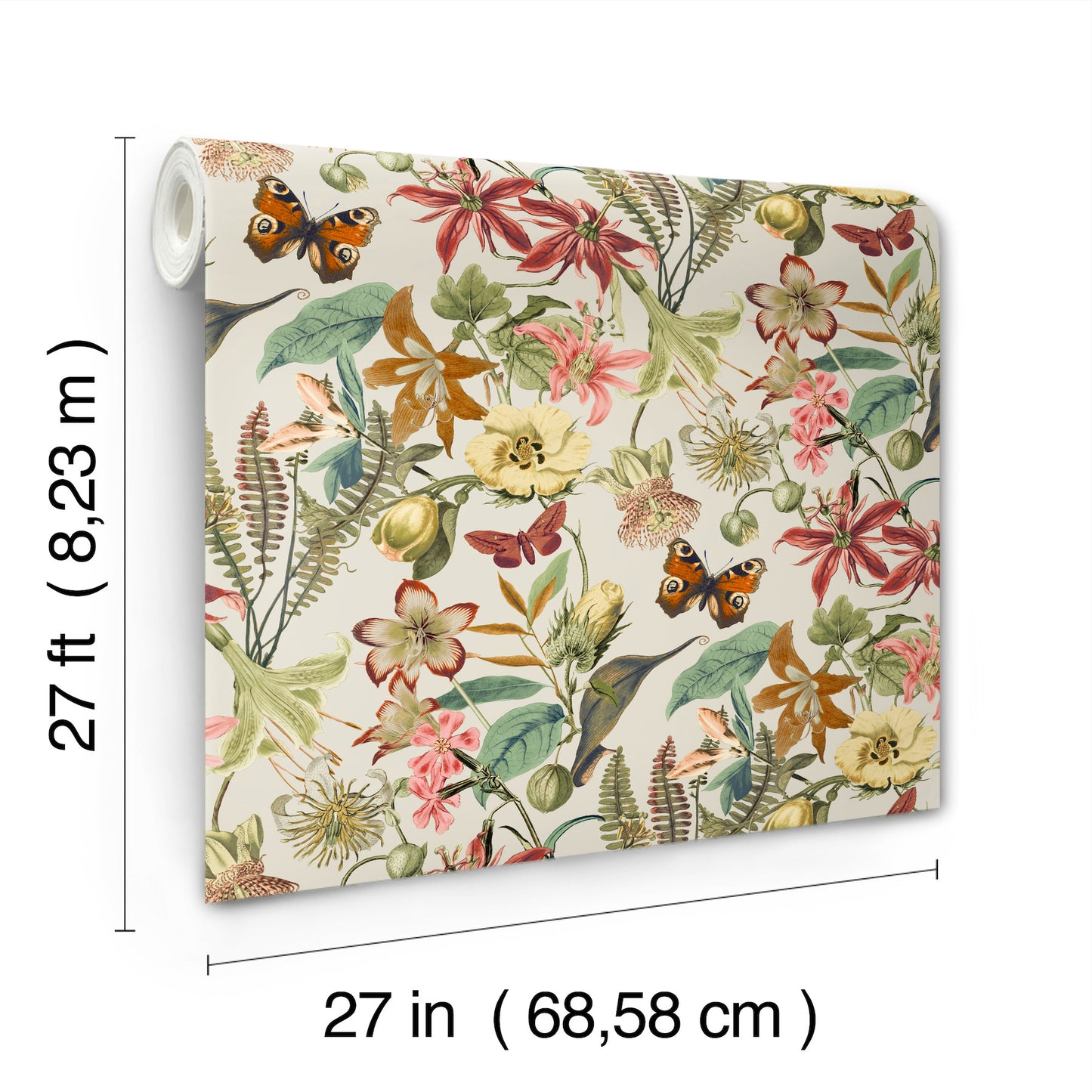 York Wallcoverings Blooms Butterfly House Light Taupe and Coral Wallpaper  Animals Greens  Wallpaper - BL1724