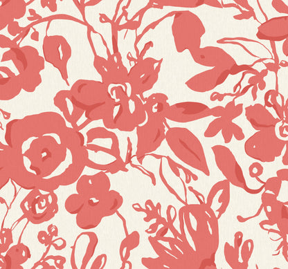 York Wallcoverings Blooms Brushstroke Floral Coral Wallpaper  Bohemian Pinks  Wallpaper - BL1731