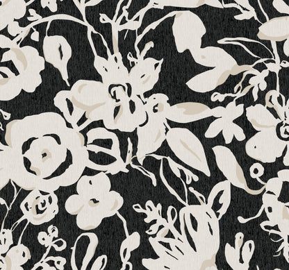 York Wallcoverings Blooms Brushstroke Floral Black Wallpaper  Bohemian Blacks  Wallpaper - BL1733