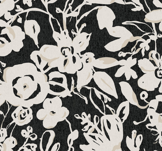 York Wallcoverings Blooms Brushstroke Floral Black Wallpaper  Bohemian Blacks  Wallpaper - BL1733