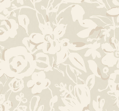 York Wallcoverings Blooms Brushstroke Floral Taupe Wallpaper  Bohemian Beiges  Wallpaper - BL1735