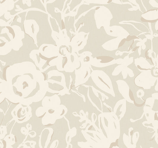 York Wallcoverings Blooms Brushstroke Floral Taupe Wallpaper  Bohemian Beiges  Wallpaper - BL1735