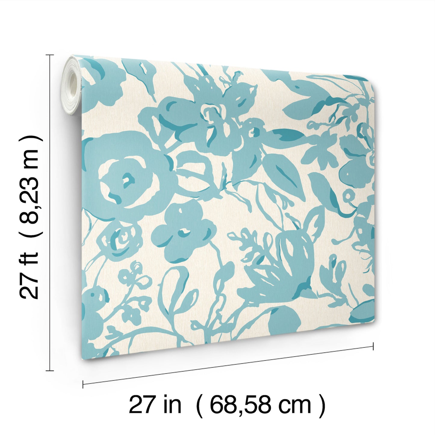 York Wallcoverings Blooms Brushstroke Floral Aqua Wallpaper  Bohemian Blues  Wallpaper - BL1736