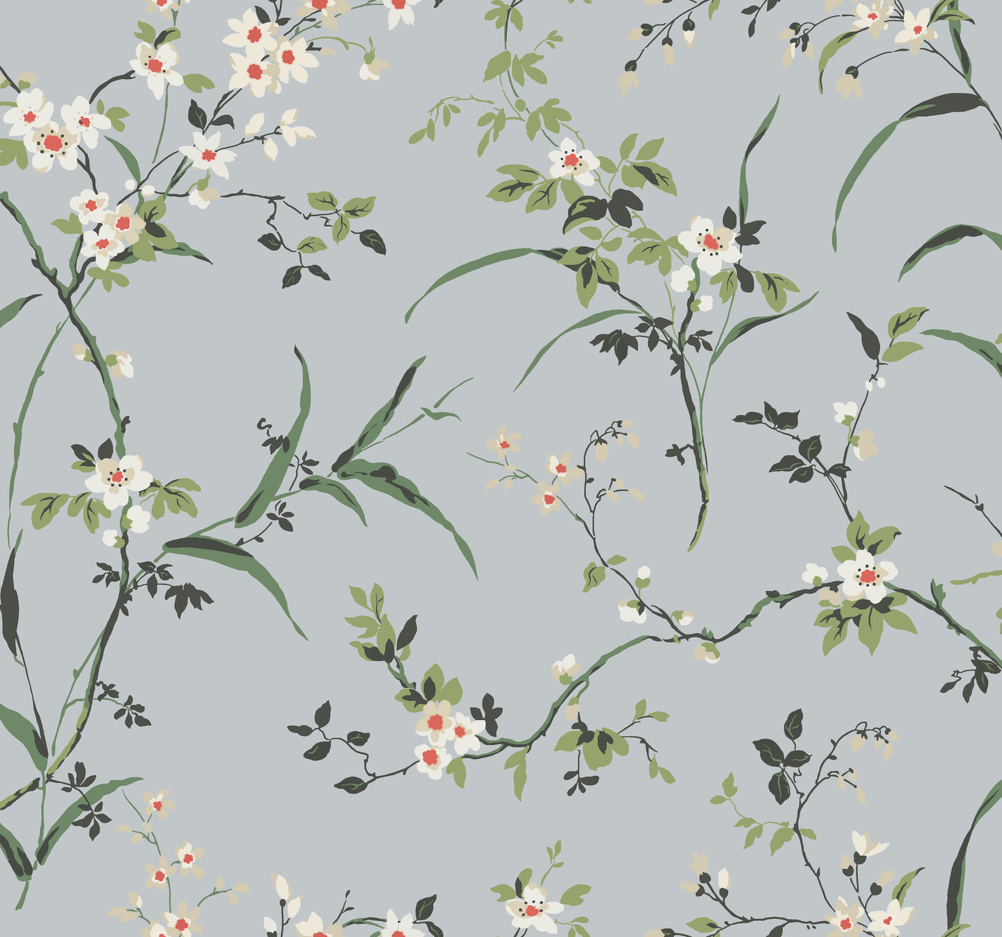 York Wallcoverings Blooms Blossom Branches Light Grey Wallpaper  Florals and Flowers Blues  Wallpaper - BL1743
