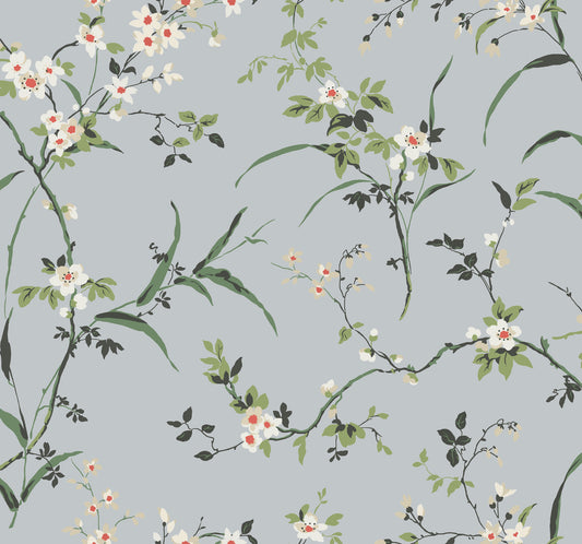 York Wallcoverings Blooms Blossom Branches Light Grey Wallpaper  Florals and Flowers Blues  Wallpaper - BL1743