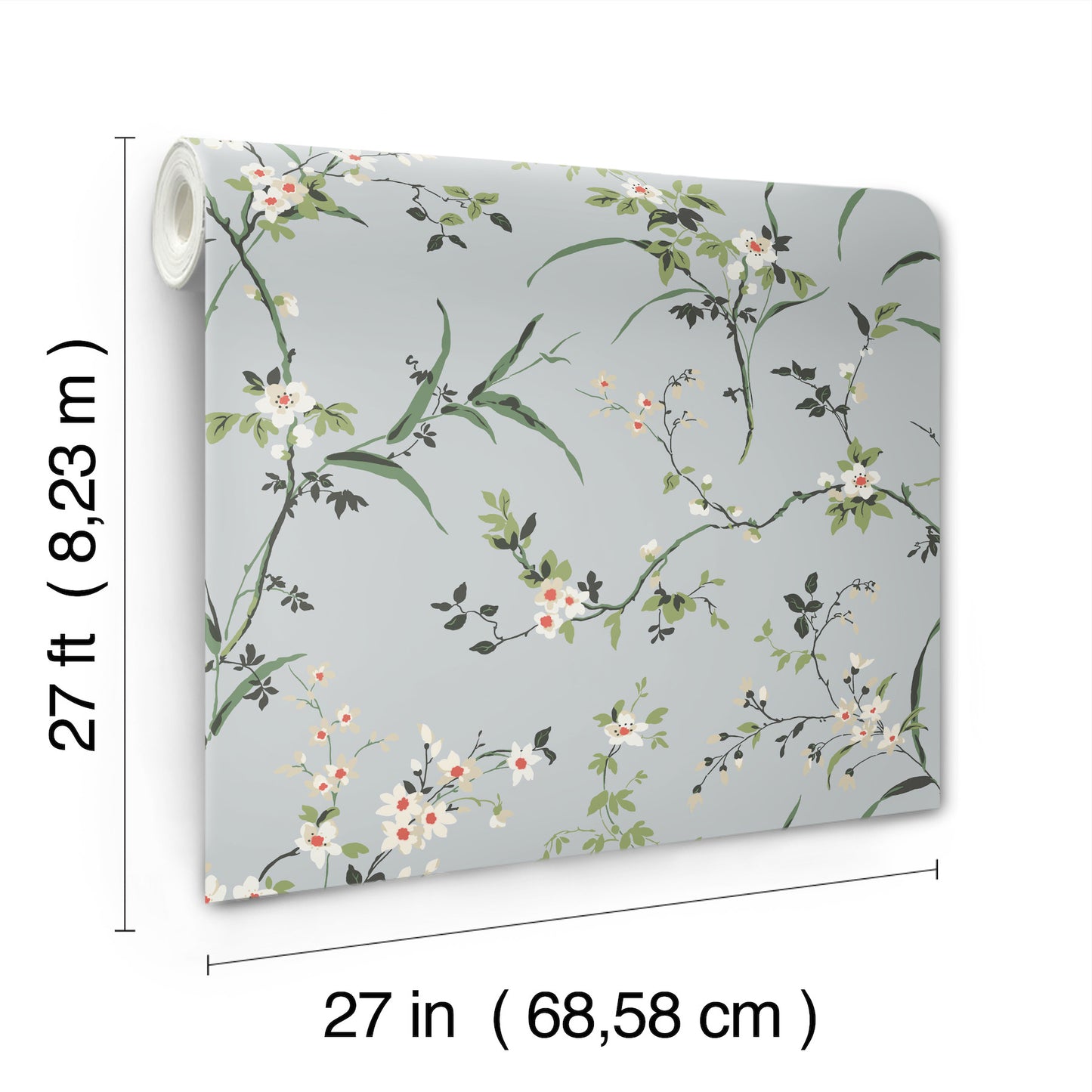 York Wallcoverings Blooms Blossom Branches Light Grey Wallpaper  Florals and Flowers Blues  Wallpaper - BL1743