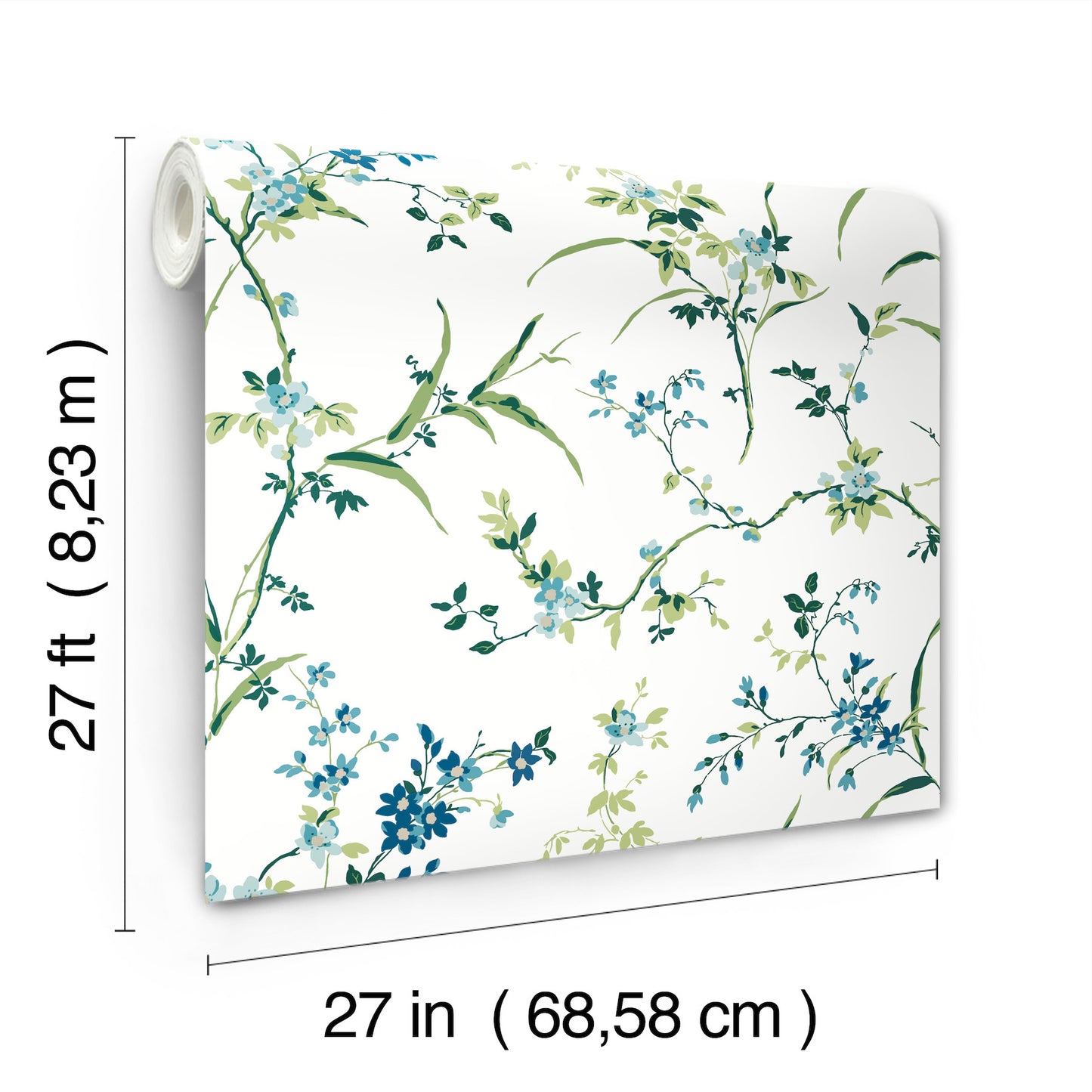 York Wallcoverings Blooms Blossom Branches White and Blue Wallpaper  Florals and Flowers Whites and Off-Whites  Wallpaper - BL1744