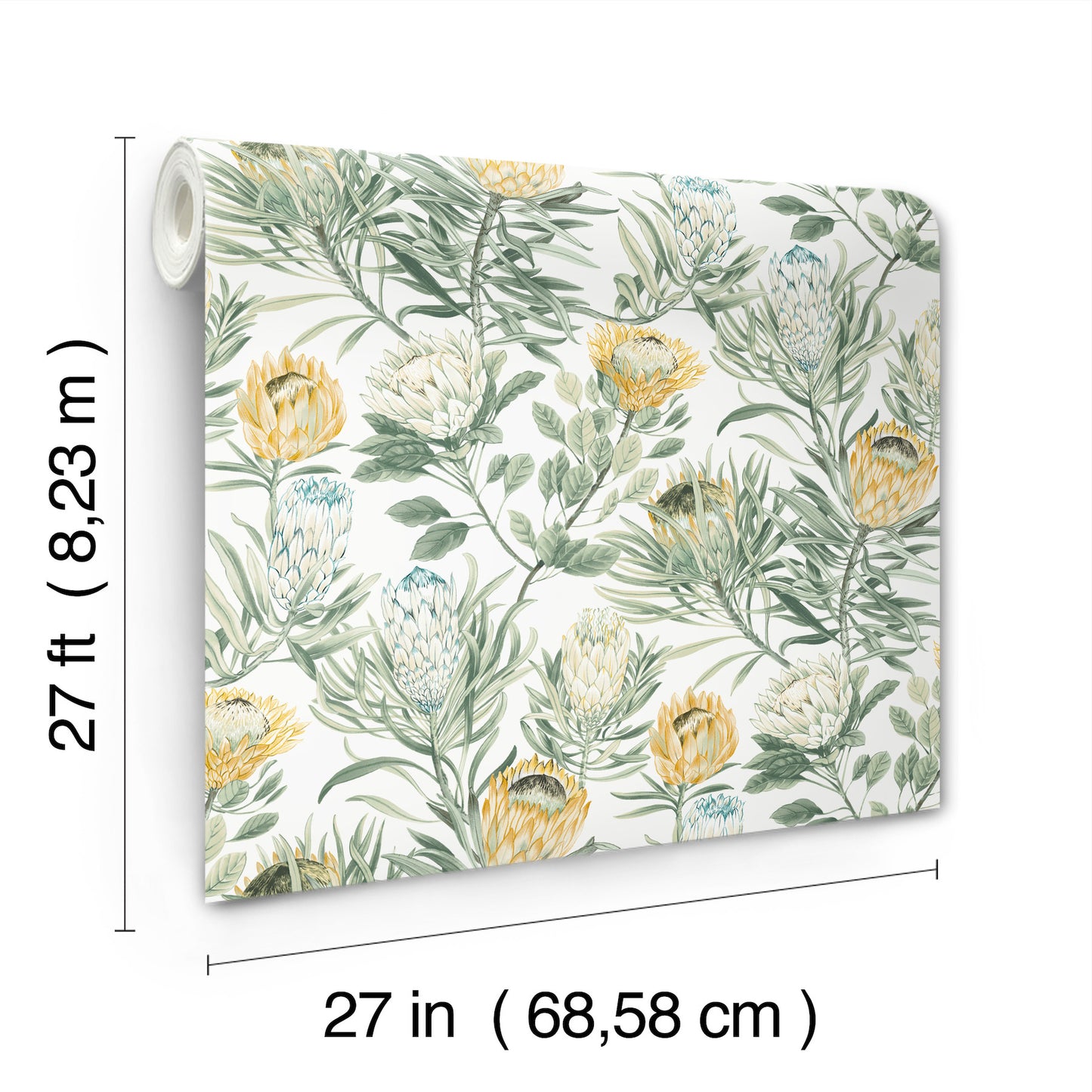 York Wallcoverings Blooms Protea White and Yellow Wallpaper  Florals and Flowers Whites and Off-Whites  Wallpaper - BL1754