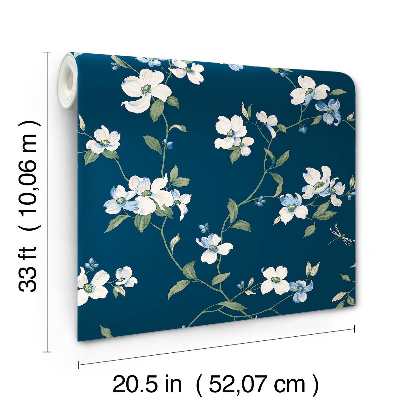 York Wallcoverings Blooms Dogwood Navy Wallpaper  Florals and Flowers Blues  Wallpaper - BL1761