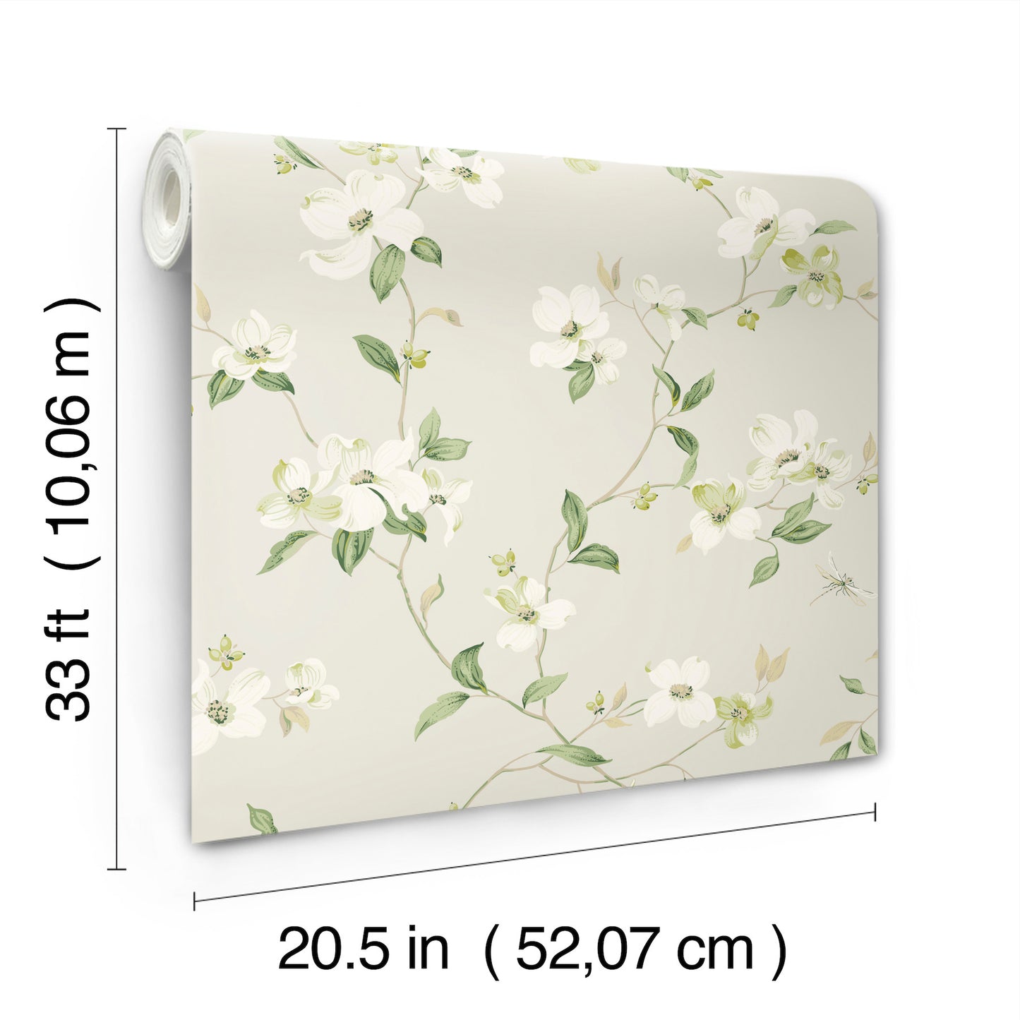 York Wallcoverings Blooms Dogwood Light Grey Wallpaper  Florals and Flowers Whites and Off-Whites  Wallpaper - BL1762