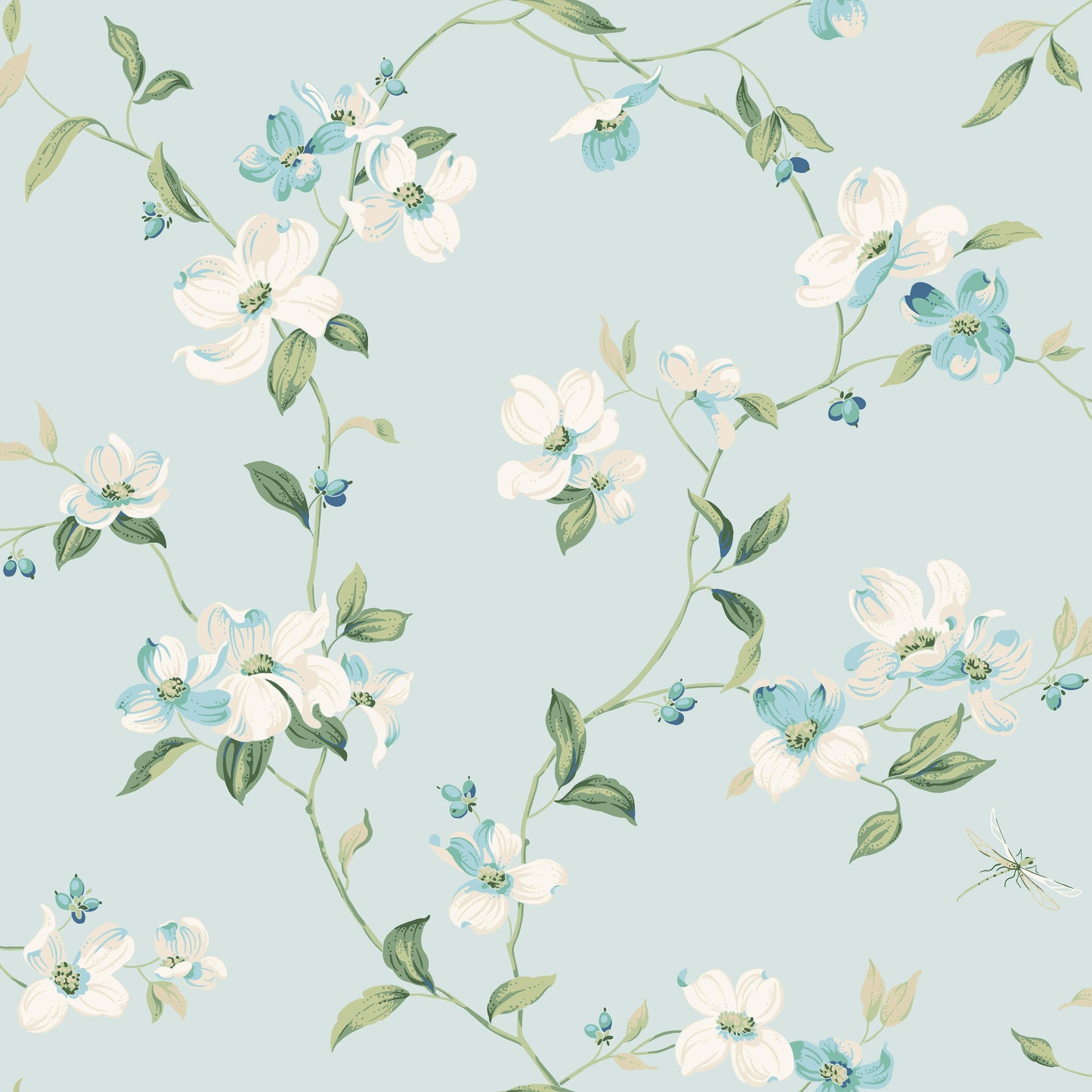 York Wallcoverings Blooms Dogwood Light Blue Wallpaper  Florals and Flowers Blues  Wallpaper - BL1765