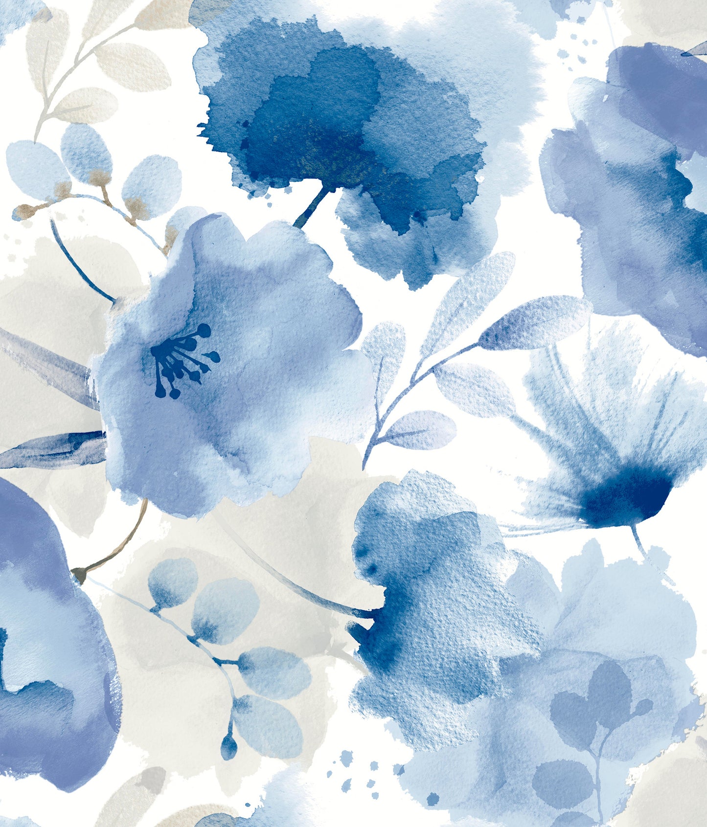 York Wallcoverings Blooms Watercolor Bouquet Cobalt Wallpaper  Florals and Flowers Blues  Wallpaper - BL1773