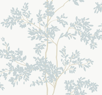 York Wallcoverings Blooms Lunaria Silhouette White and Cloud Blue Wallpaper  Botanical Whites and Off-Whites  Wallpaper - BL1802