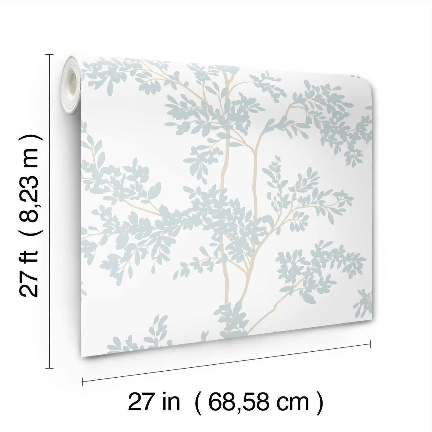 York Wallcoverings Blooms Lunaria Silhouette White and Cloud Blue Wallpaper  Botanical Whites and Off-Whites  Wallpaper - BL1802