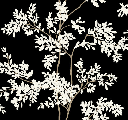 York Wallcoverings Blooms Lunaria Silhouette Black and White Wallpaper  Botanical Blacks  Wallpaper - BL1804
