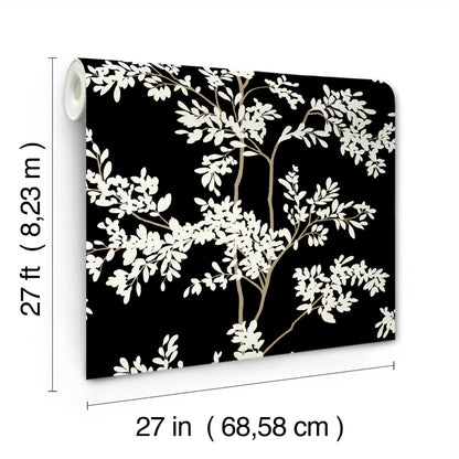 York Wallcoverings Blooms Lunaria Silhouette Black and White Wallpaper  Botanical Blacks  Wallpaper - BL1804