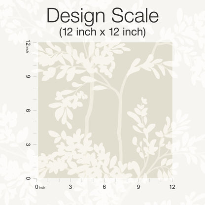 York Wallcoverings Blooms Lunaria Silhouette Light Taupe and White Wallpaper  Botanical Beiges  Wallpaper - BL1805