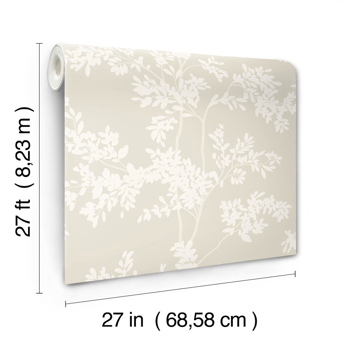 York Wallcoverings Blooms Lunaria Silhouette Light Taupe and White Wallpaper  Botanical Beiges  Wallpaper - BL1805