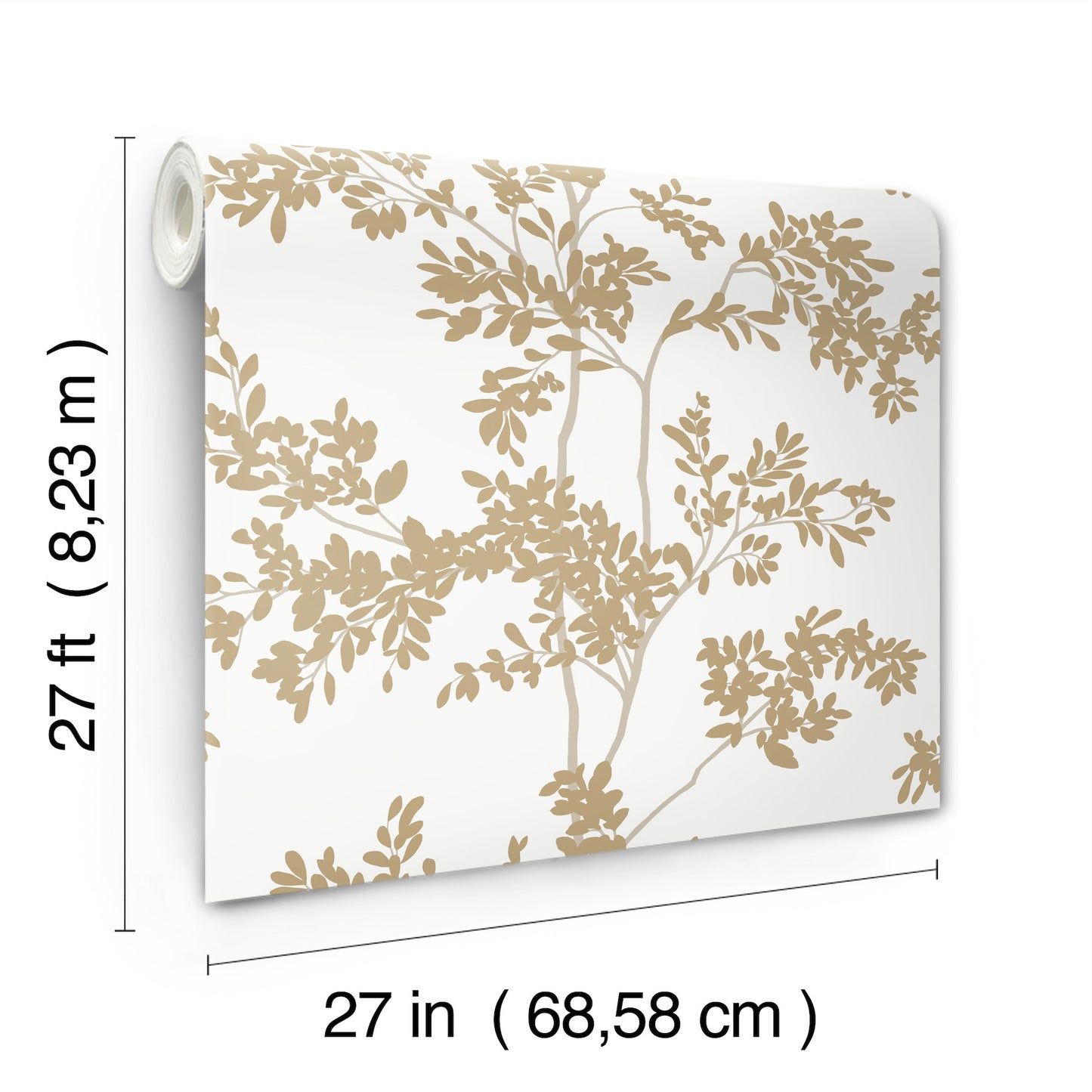 York Wallcoverings Blooms Lunaria Silhouette White and Gold Wallpaper  Botanical Whites and Off-Whites  Wallpaper - BL1806