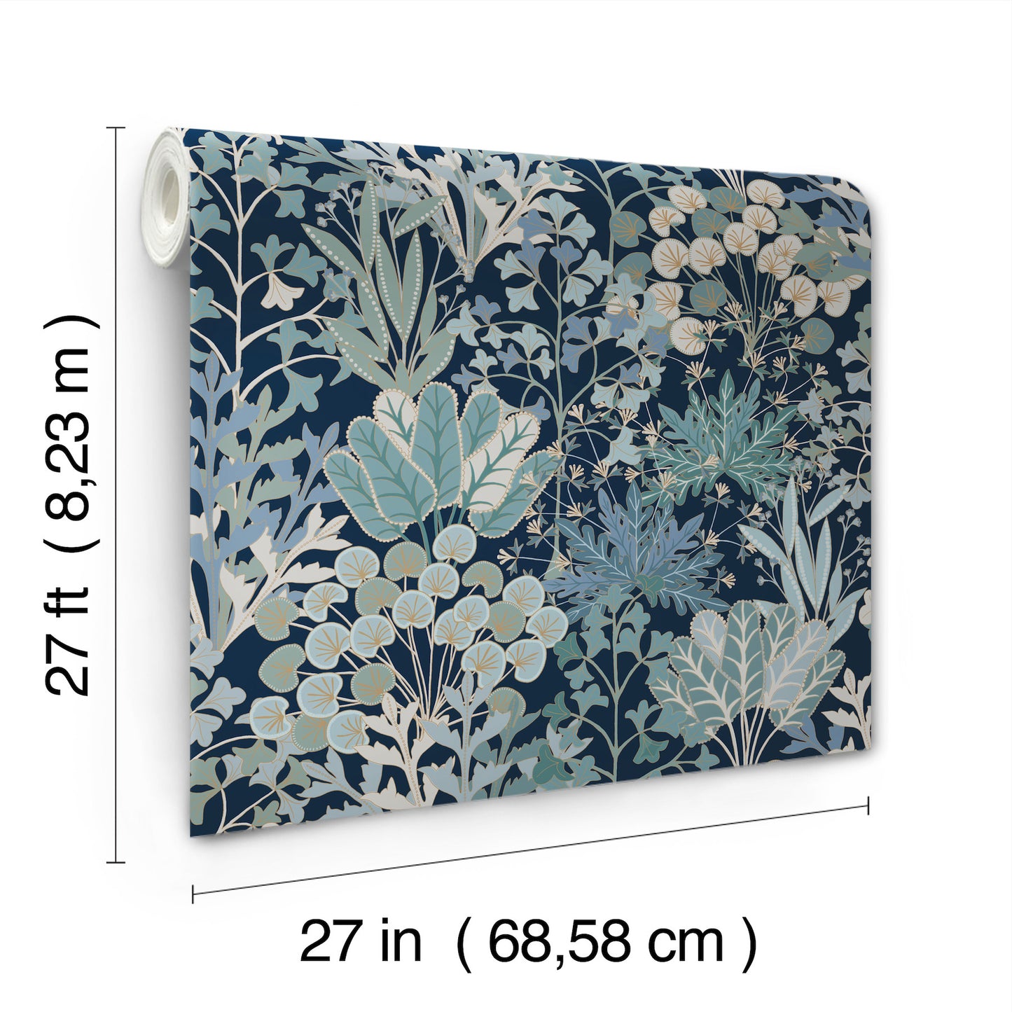 York Wallcoverings Blooms Forest Floor Navy Wallpaper  Botanical Blues  Wallpaper - BL1812