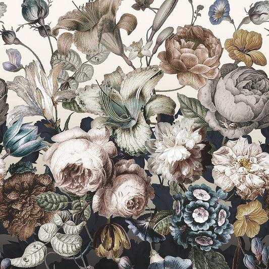 York Wallcoverings Grasscloth and Natural Resource Rachel Rose White Wall Mural  Florals and Flowers Whites and Off-Whites  Wallpaper - BL1822M