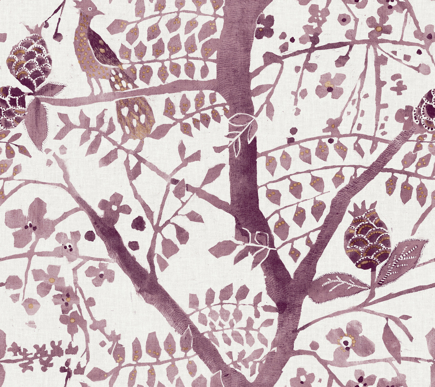 York Wallcoverings Antonina Vella Boho Luxe Peacock Block Print Purple Wallpaper  Bohemian Purples  Wallpaper - BO6631