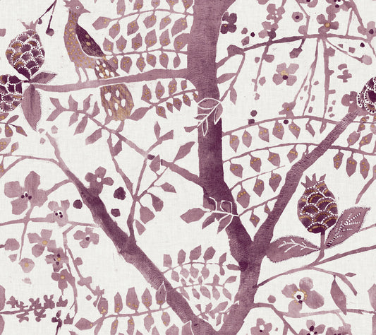 York Wallcoverings Antonina Vella Boho Luxe Peacock Block Print Purple Wallpaper  Bohemian Purples  Wallpaper - BO6631