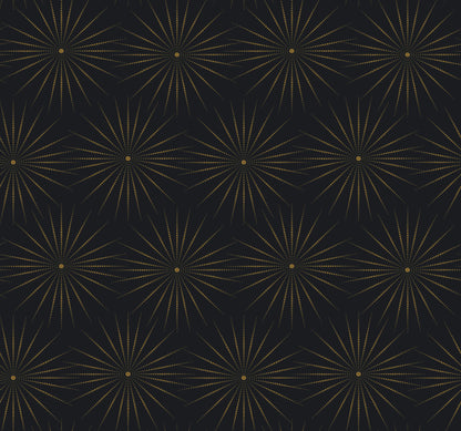 York Wallcoverings Antonina Vella Boho Luxe Starlight Black and Gold Wallpaper  Bohemian Blacks  Wallpaper - BO6696