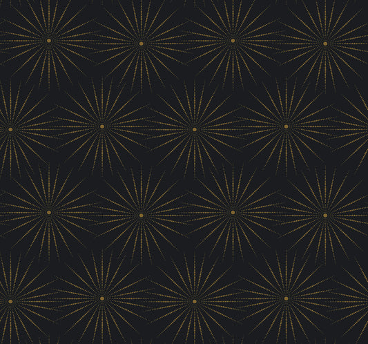 York Wallcoverings Antonina Vella Boho Luxe Starlight Black and Gold Wallpaper  Bohemian Blacks  Wallpaper - BO6696