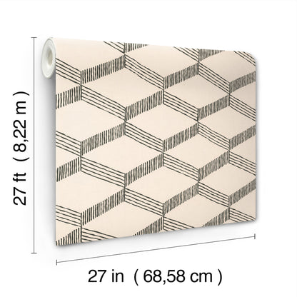 York Wallcoverings Antonina Vella Boho Luxe Palisades Paperweave Beige Wallpaper Modern Geometrics Beiges  Wallpaper - BO6721