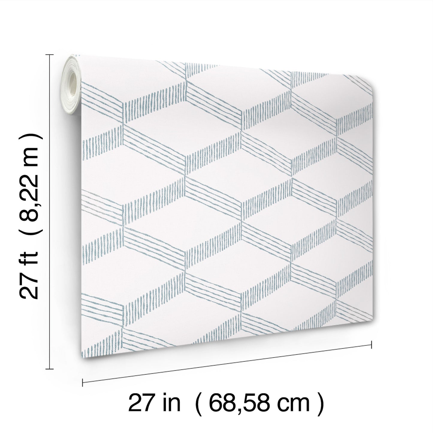 York Wallcoverings Antonina Vella Boho Luxe Palisades Paperweave Smokey Blue Wallpaper Modern Geometrics Whites and Off-Whites  Wallpaper - BO6723