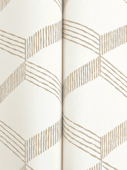 York Wallcoverings Antonina Vella Boho Luxe Palisades Paperweave Taupe Wallpaper Modern Geometrics Whites and Off-Whites  Wallpaper - BO6724