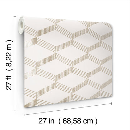 York Wallcoverings Antonina Vella Boho Luxe Palisades Paperweave Taupe Wallpaper Modern Geometrics Whites and Off-Whites  Wallpaper - BO6724