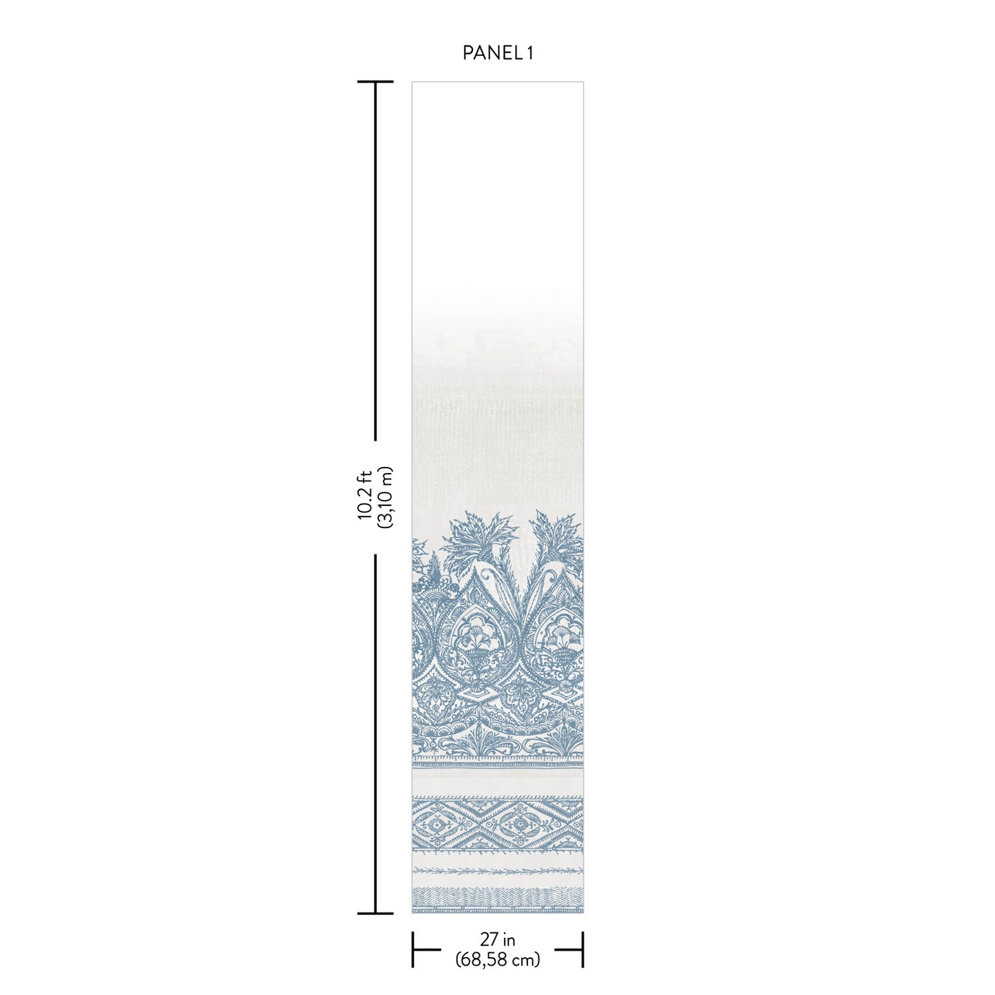 York Wallcoverings Antonina Vella Boho Luxe Henna Blue Wall Mural  Bohemian Multicolor  Wallpaper - BO6741M