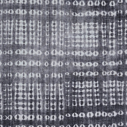 Indigo rug with a white dotted grid pattern; cotton/linen texture, boho ikat-inspired, suitable for floor decor.