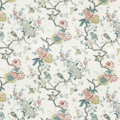 G P & J BAKER PRINT FLORA & FAUNA WHITE,TEAL,MULTI   - BP10771.5.0