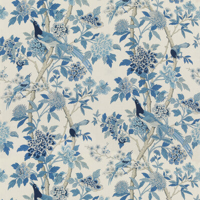 G P & J Baker - Hydrangea Bird (Archive) Blue (BP10851-1) Fabric