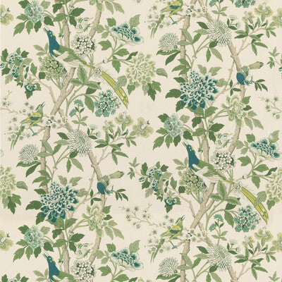 G P & J Baker - Hydrangea Bird (Archive) Green (BP10851-2) Fabric