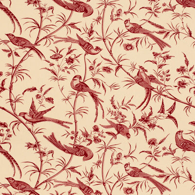 BRUNSCHWIG & FILS PRINT FLORA & FAUNA BURGUNDY/RED,,   - BR-79271.166.0