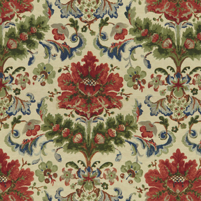 BRUNSCHWIG & FILS PRINT DAMASK BURGUNDY/RED,BEIGE,   - BR-79574.010.0