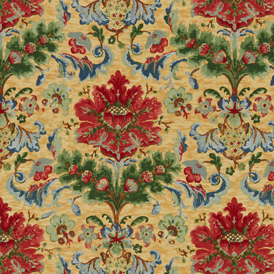 BRUNSCHWIG & FILS PRINT DAMASK YELLOW,RED,   - BR-79574.335.0