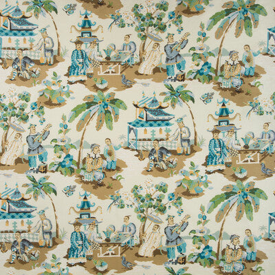 BRUNSCHWIG & FILS PRINT CHINOISERIE MULTI,TURQUOISE,WHEAT   - BR-79601.113.0