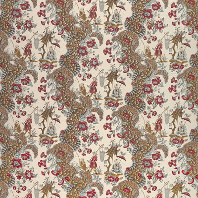 BRUNSCHWIG & FILS PRINT CHINOISERIE LIGHT BLUE,RED,   - BR-79657.222.0